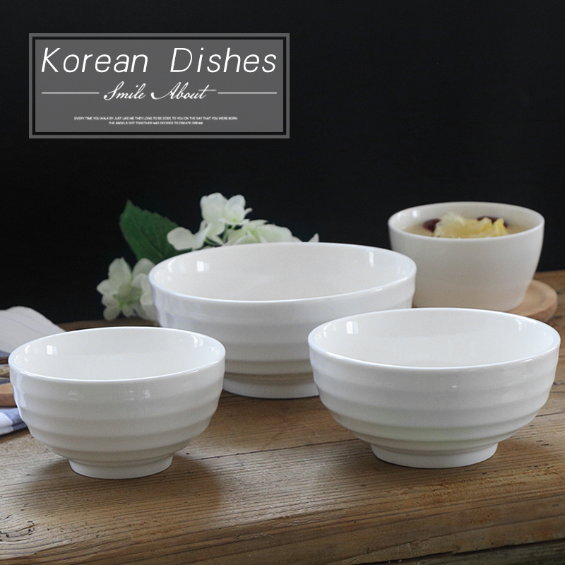 米饭碗 家用陶瓷中式吃饭的碗大号拉面碗纯白色韩式碗5寸汤碗餐具