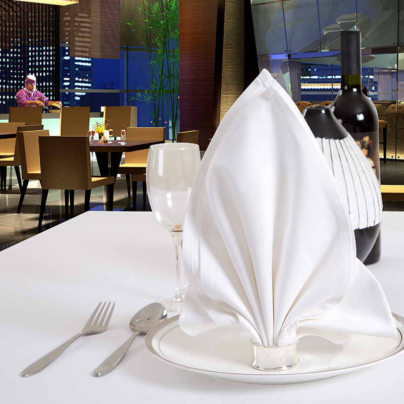 酒店咖啡厅西餐厅餐巾全棉白色纯棉餐巾口布席巾折花布加厚缎纹