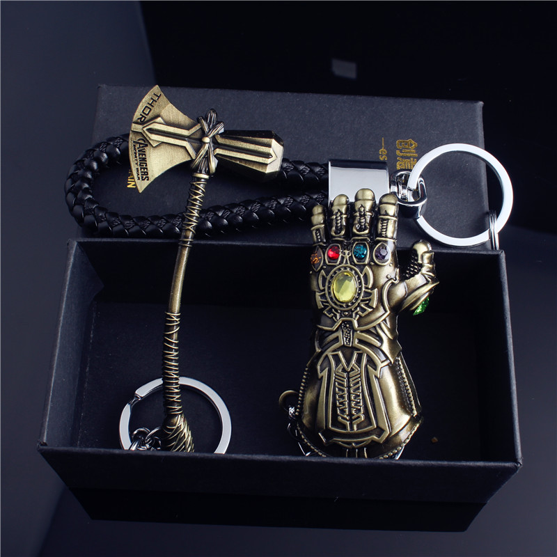 复联3灭霸无限手套钥匙扣 金属盾牌钢铁雷神之锤钥匙链挂件