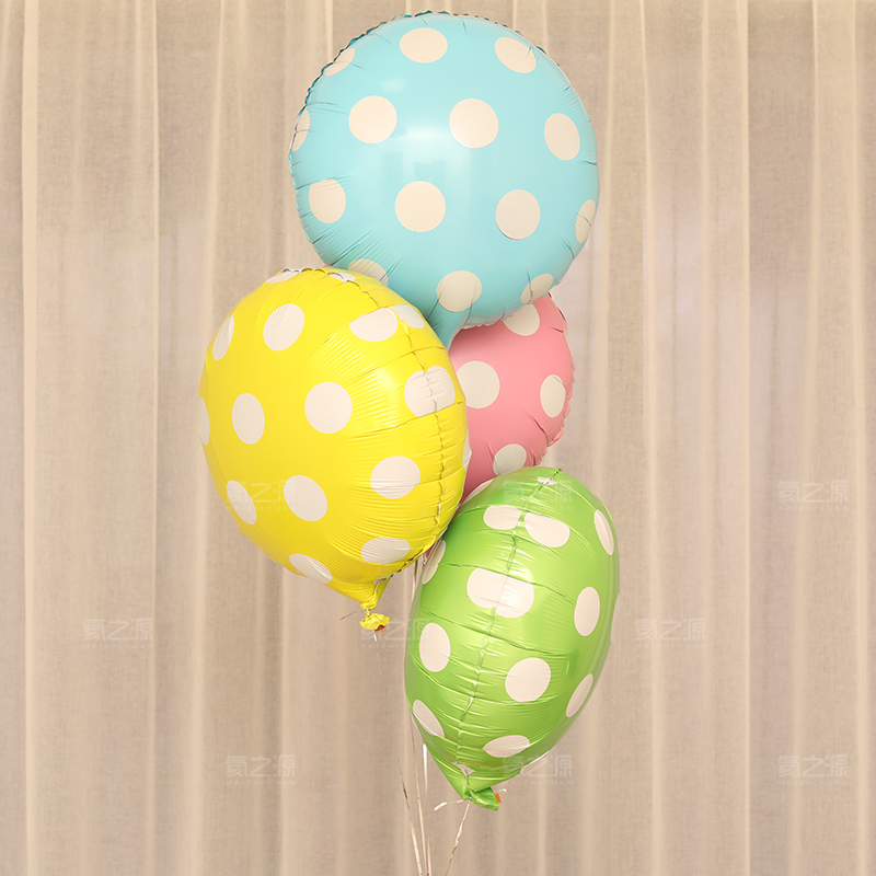 18寸圆形铝膜气球婚庆装饰生日布置糖果色 斑点圆点波点铝箔气球