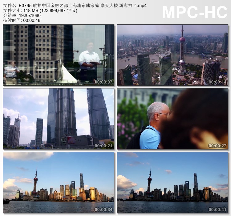 航拍中国金融之都 上海浦东陆家嘴摩天大楼游客拍照 实拍视频素材
