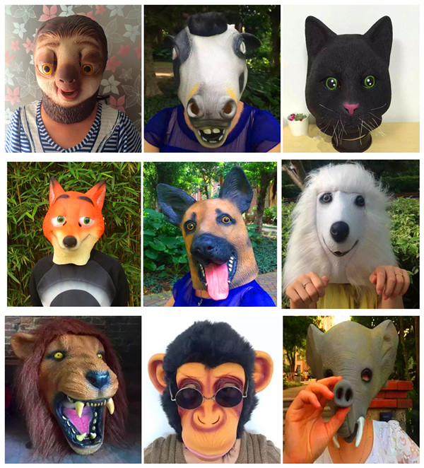 包邮各类动物面具 狮鹿狼猪鸡牛羊驼狗兔猴12生肖动物搞笑面具