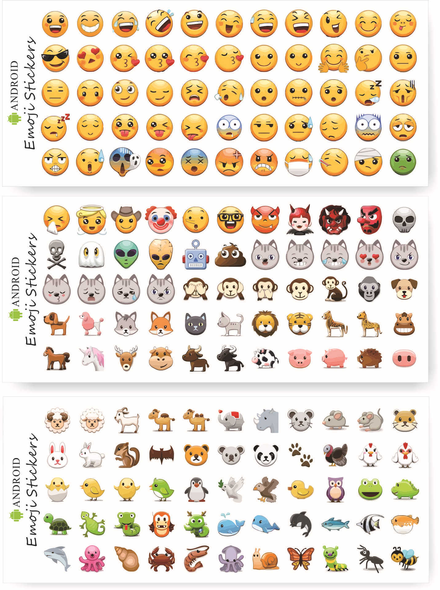 5款手机Emoji 微信1300个迷你可爱小表情贴纸 含新表情翻白眼表情
