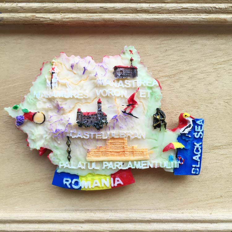 罗马尼亚立体地图旅游纪念冰箱贴 黑海旅游收藏磁性贴旅游伴手礼