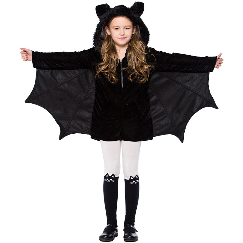 万圣节儿童蝙蝠装 六一节亲子活动派对演出服饰连体蝙蝠衣舞会DJ