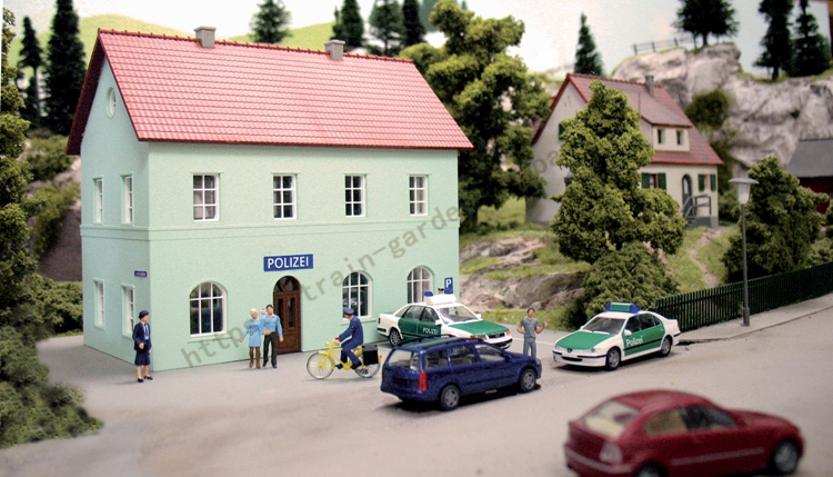 德国PIKO 61836警察局城镇房屋建筑模型火车模型沙盘场景配件1/87