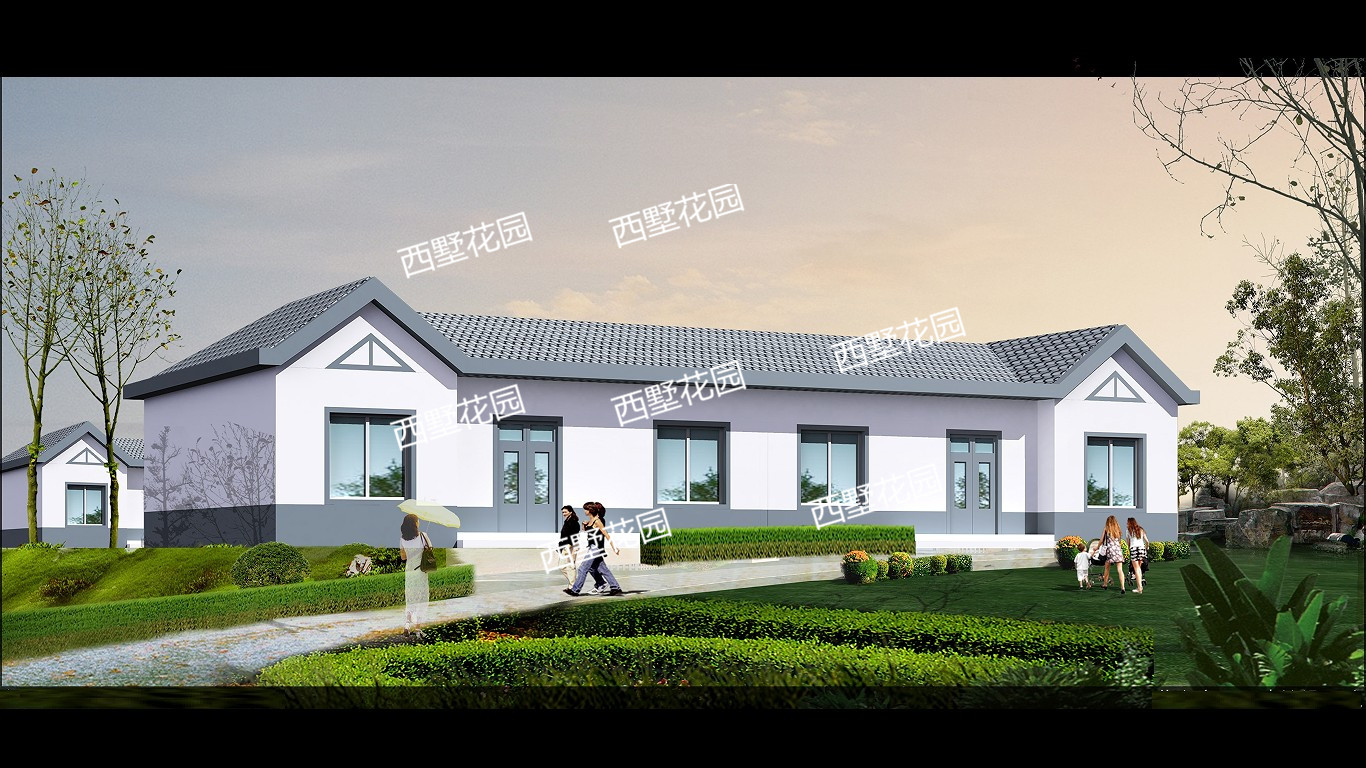 新农村一层平房双拼别墅设计图纸建筑结构CAD施工图 21.6X8.1