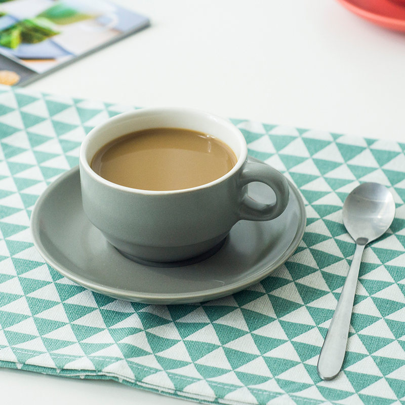 咖啡杯带碟子定制陶瓷咖啡杯奶茶杯碟英式拿铁杯180ml红茶杯拉花
