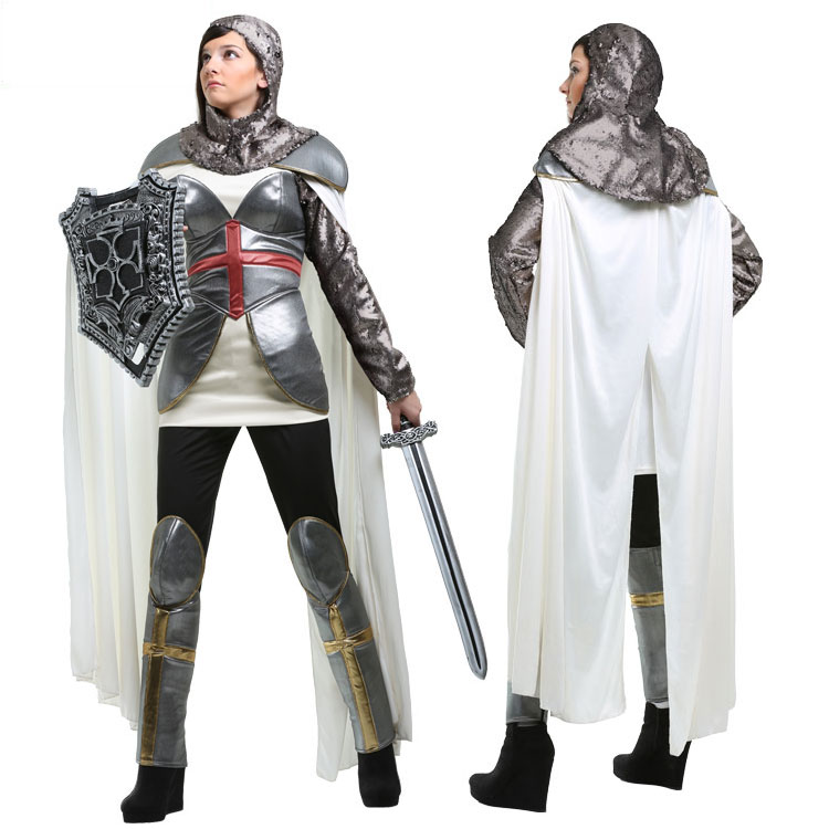 万圣节舞台演出中世纪成人法国民族英雄圣女贞德盔甲骑士服装