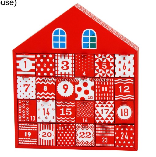 满68包邮圣诞节降临日历红色小房子3D折纸模型亲子手工DIY非成品