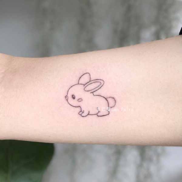 小兔子纹身贴防水女韩国卡通可爱小清新原宿动物简单线条仿真刺青