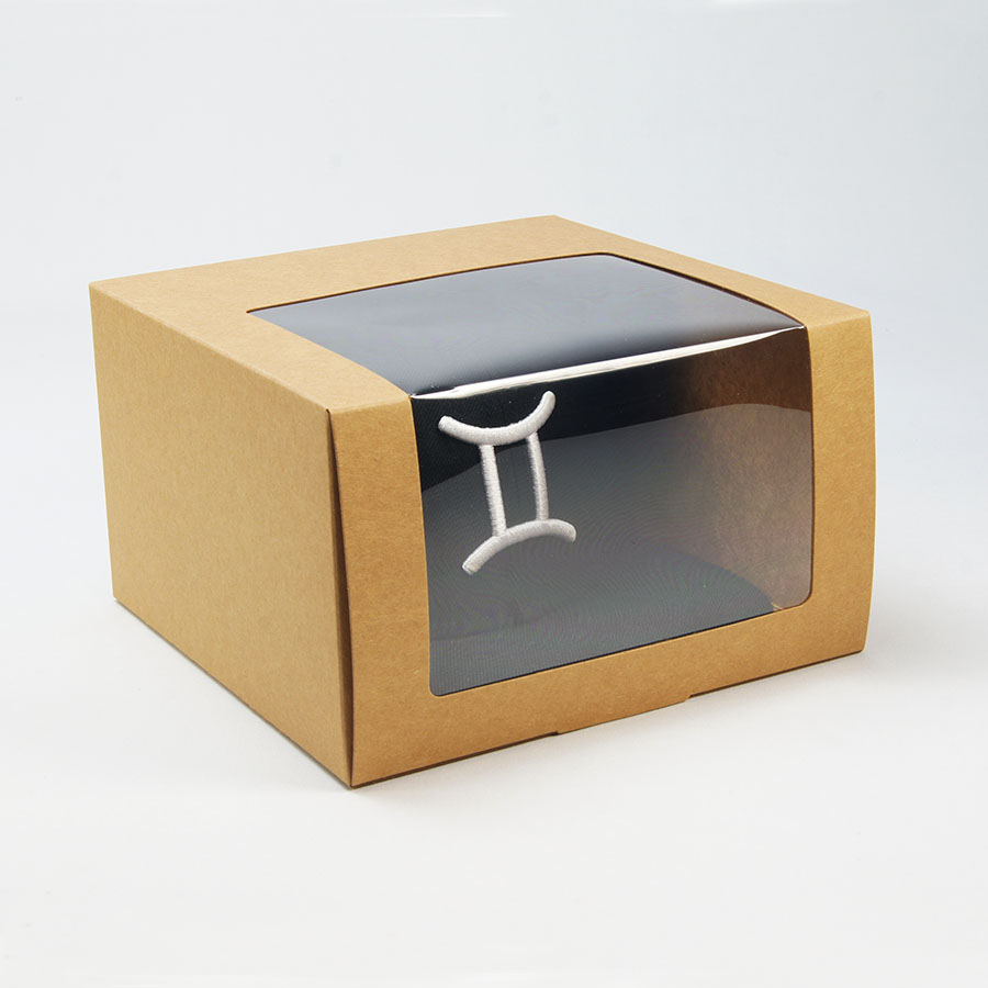 纯色牛皮纸通用纸盒 牛皮纸包装盒 透明窗口帽子盒 加LOGO可定制