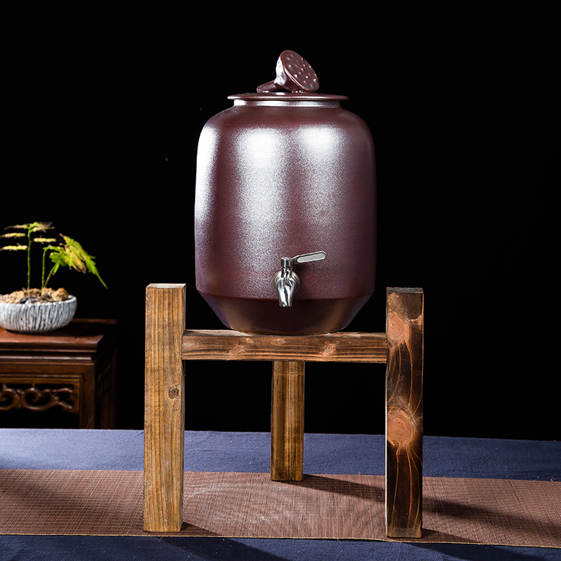 景德镇陶瓷水缸油缸储水家用环保茶水净水器10升 30 50斤带水龙头