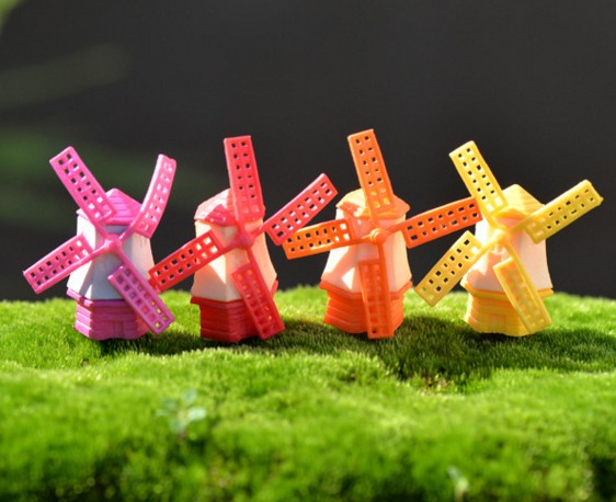 苔藓微景观生态瓶摆件 彩色风车 模型配件素材 多肉摆件 装饰品