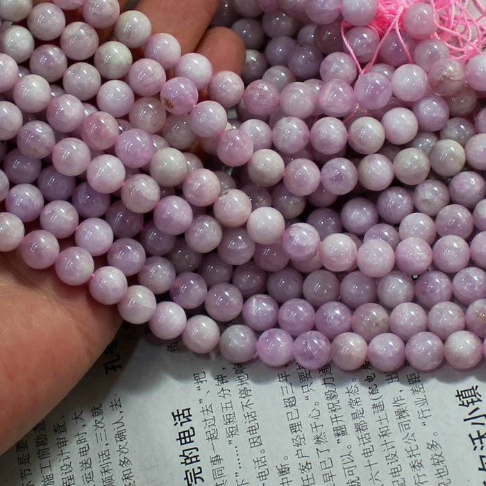 天然 5A级 进口紫锂辉石散珠半透香芋紫6-8-10mm圆珠 diy饰品