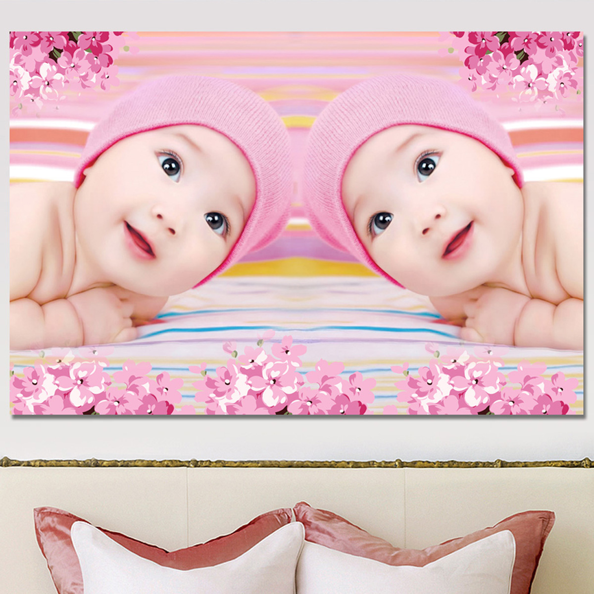 婴儿海报墙贴备孕高清宝宝画孕妇娃娃图片胎教龙凤宝宝照片萌36寸