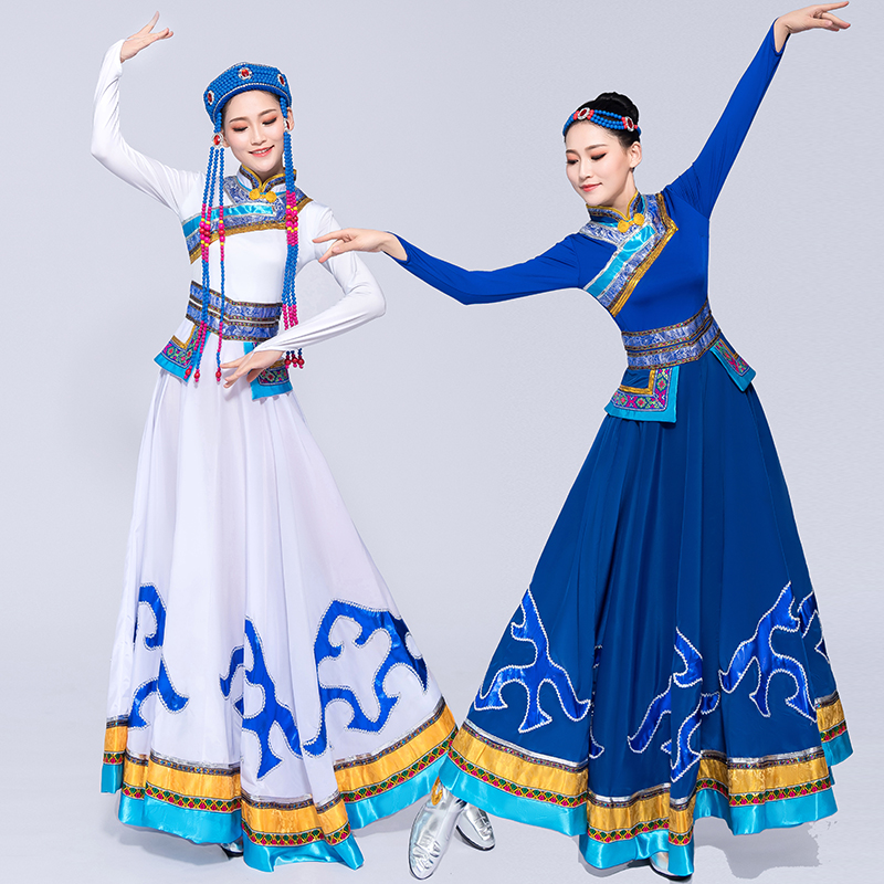 新款蒙古族演出服女装鸿雁舞蹈服装蒙古袍成人少数民族表演服天边