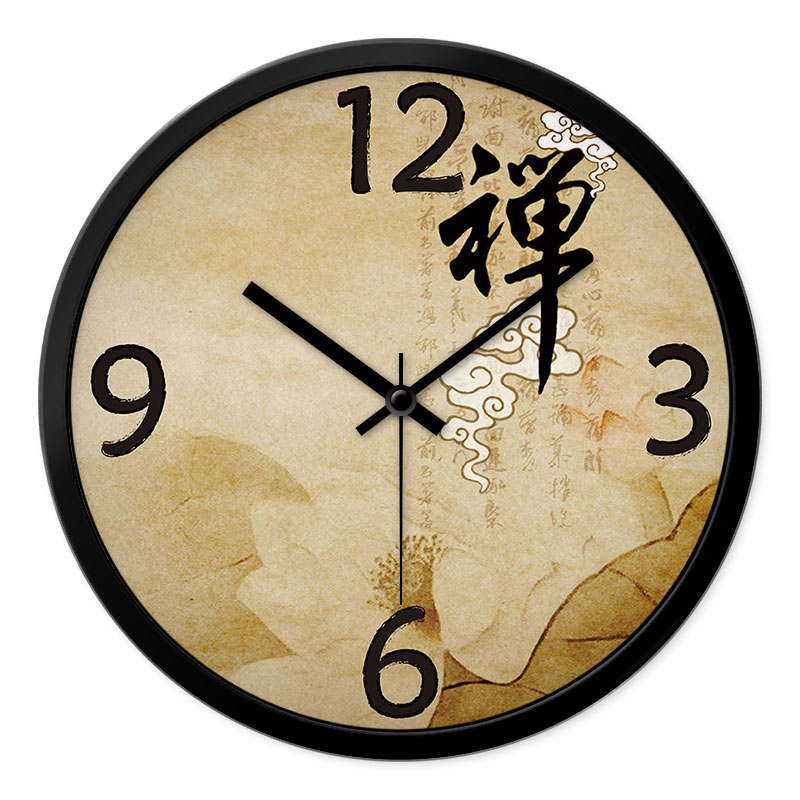 禅创意中式挂钟中国风客厅简约时钟书房卧室静音现代石英钟表挂表