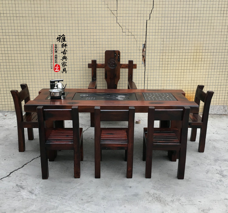老船木茶桌椅组合实木复古家具客厅阳台泡茶桌小茶几茶台茶艺桌