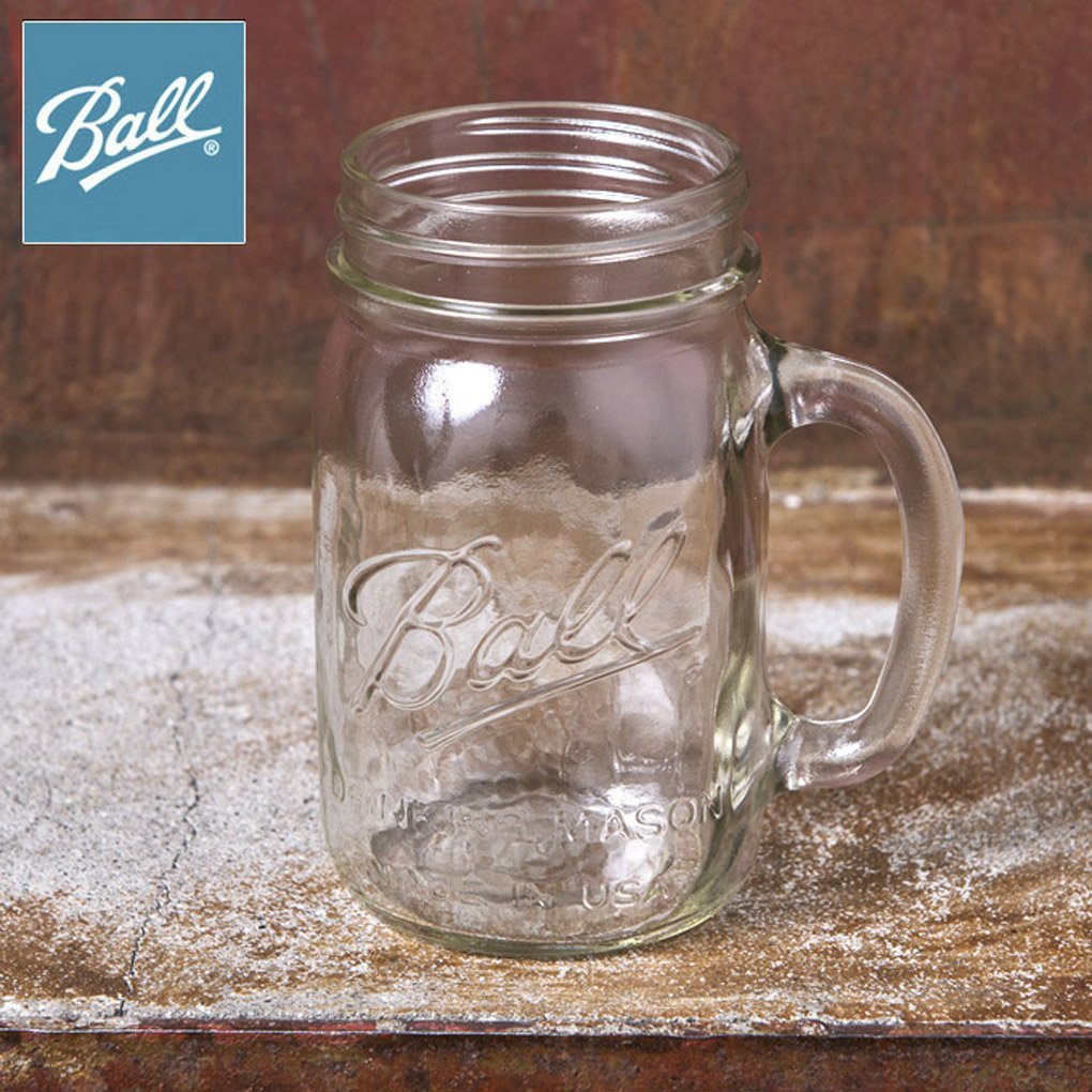 美国制造Ball Mason Jar带把玻璃杯公鸡杯梅森杯水杯柠檬杯果汁杯