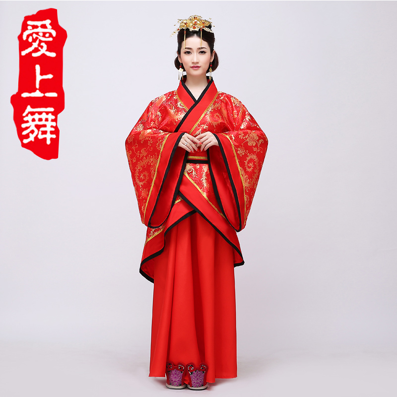 中式婚礼古代婚服红色新娘新郎嫁衣拖尾汉服男女结婚汉唐古装服装