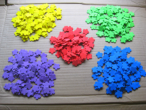 小红花贴纸 全黄色 全绿色 全紫色 全蓝色 2厘米直径120颗/包带胶