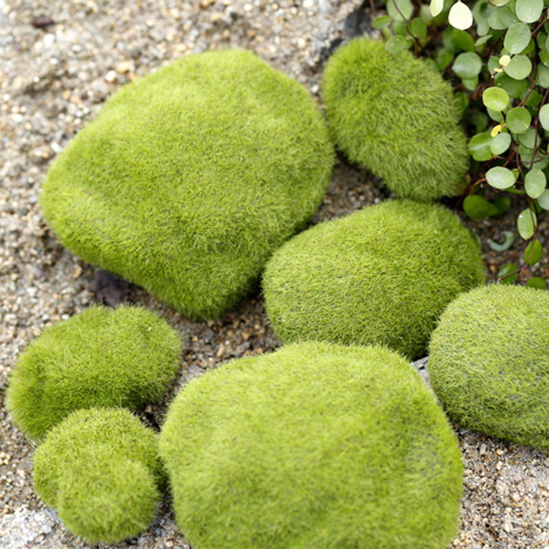 仿真苔藓微景观假石头微拍植绒石头塑料草坪景观配件创意手工摆设