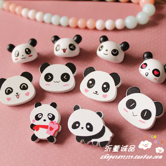 10个包邮中国特色国宝卡通立体胸针胸章可爱女孩熊猫木质学院
