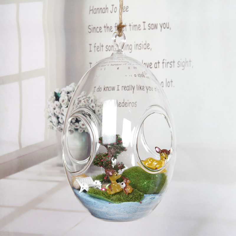 创意玻璃微景观花瓶卡通植物diy趣味造景悬吊瓶家居饰品生态瓶