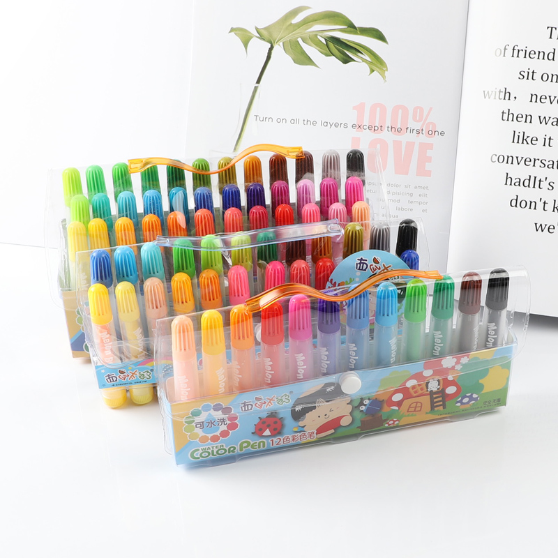 西瓜太郎12色水彩笔36色可水洗儿童画画涂鸦初学者手绘彩色笔24色