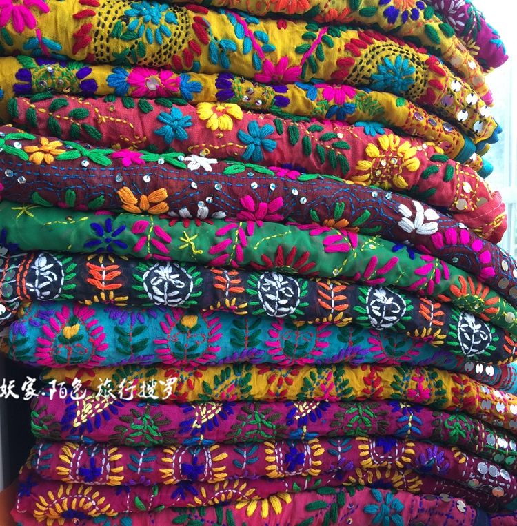 你那么美！印度克什米尔手工刺绣亮片纱丽绣花超大披肩尼泊尔围巾