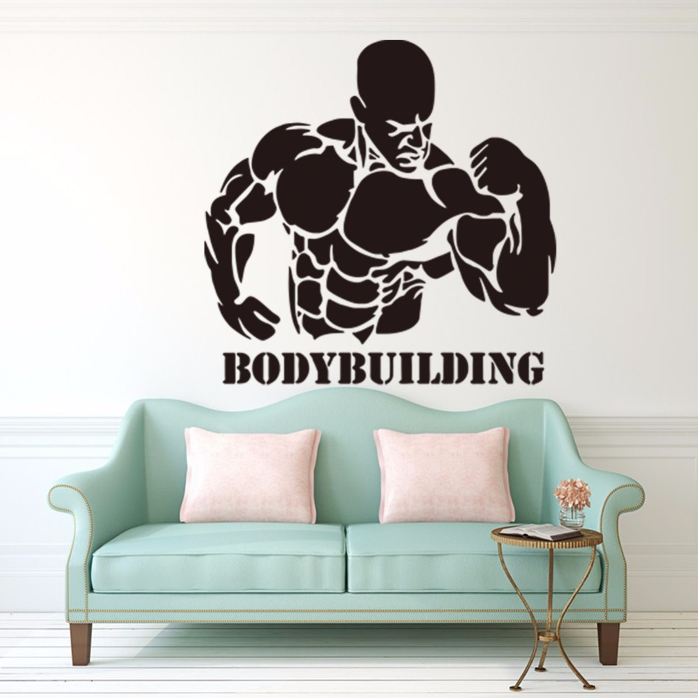 肌肉发达的男人墙贴纸健美健身运动墙贴花客厅健身房乙烯艺术墙纸