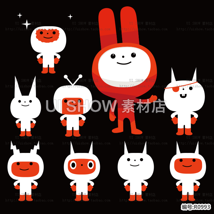 潮流时尚卡通可爱机器人兔子个性形象吉祥物形象UI矢量设计素材