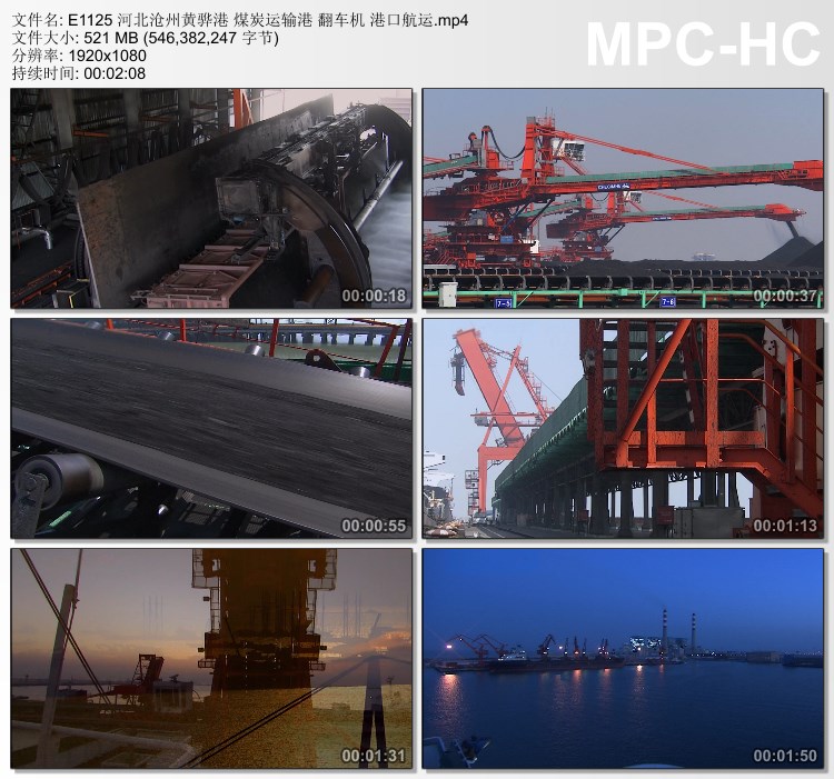 河北沧州黄骅港 煤炭运输港 翻车机 港口航运 高清实拍视频素材
