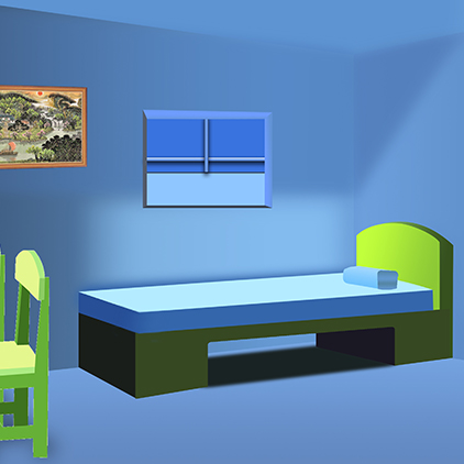 高清LED大屏幕舞台背景蓝色卡通动漫小房间窗桌子椅子静态图片