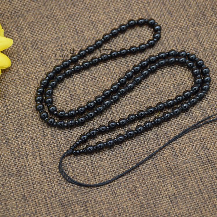仿黑玛瑙系列长款项链绳玉石翡翠黑色吊坠绳男女高档饰品挂绳