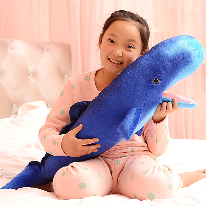 仿真鲸鱼毛绒玩具抹香鲸小须鲸蓝色公仔布娃娃抱枕玩偶海洋生物