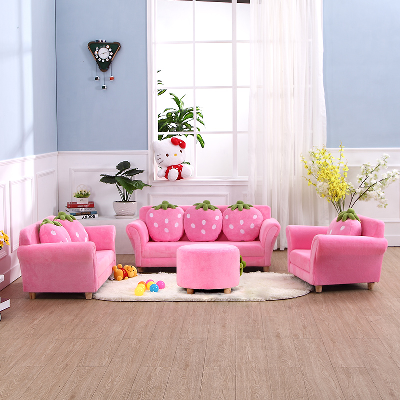 儿童沙发韩式卡通草莓小沙发婴幼宝宝房装修沙发卡通公主双人沙发
