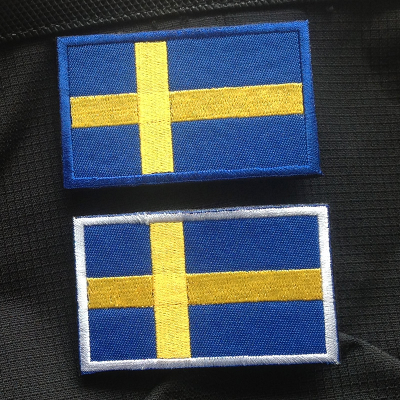 Sweden瑞典国旗魔术贴瑞典陆军军旗3D刺绣魔术贴臂章军事肩章贴蓝