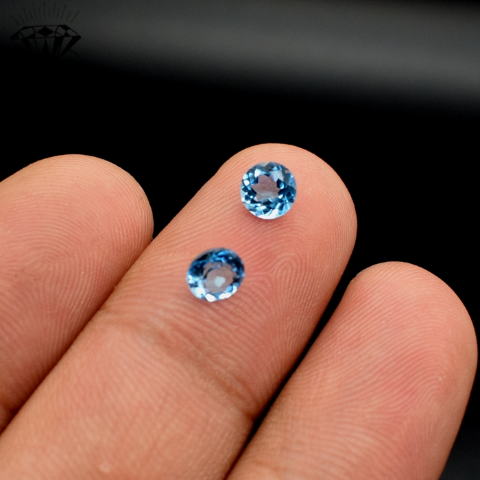 天然瑞士蓝宝石圆形1mm-5mm戒指耳钉镶嵌主石配石圆钻托帕石宝石