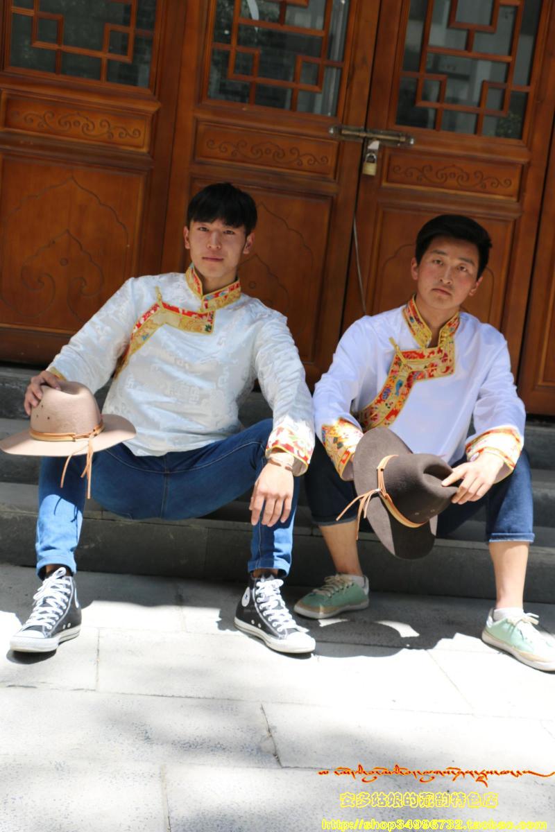 定制藏族藏装质量民族品质男女士藏服藏式金边白色衬衫好搭配衬衣
