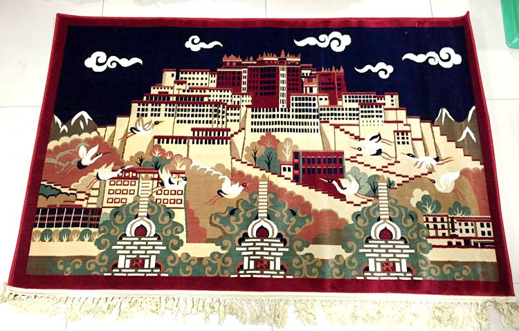 西藏布达拉宫中式羊毛挂毯 客厅卧室壁毯装饰墙饰挂画包邮