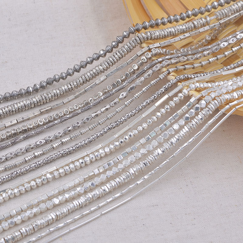泰国手工S925纯银 多边形银块方块隔珠隔断 diy水晶手链项链配件