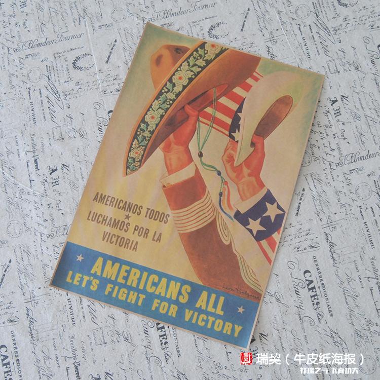 二战海报 军事 美国征兵宣传墙纸贴纸挂画复古怀旧牛皮纸定制印刷