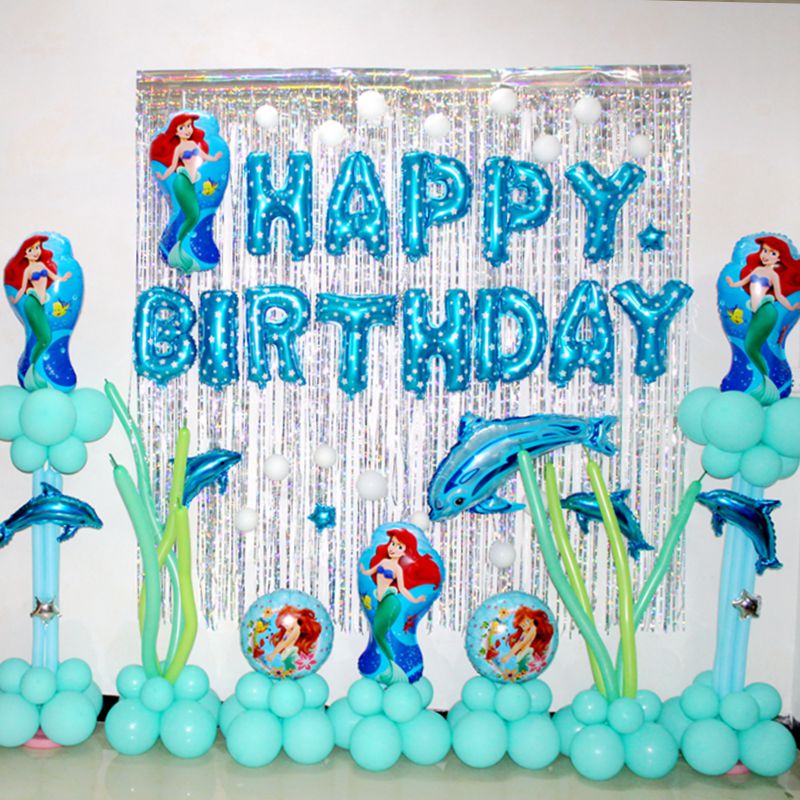 美人鱼气球套餐 海洋主题party用品 女孩子生日艾丽儿公主派对
