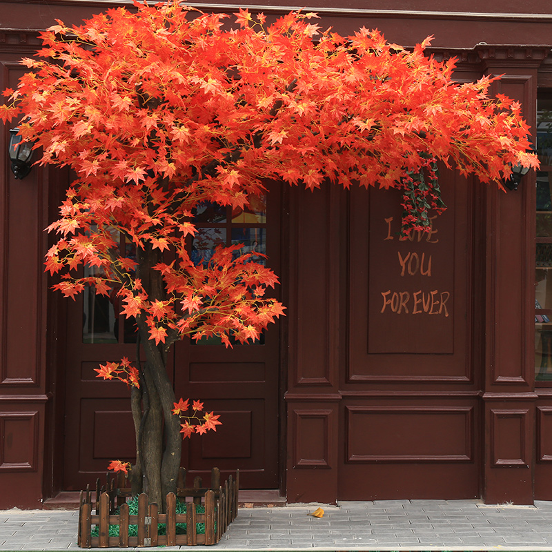 仿真红色枫叶树大型装饰室内造景许愿树招财婚庆绿植客厅假树花艺
