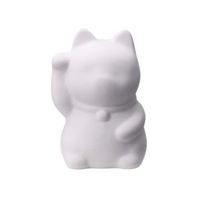 日本代购素烧陶瓷招财猫白色自己自行手绘DIY日本制进口达摩