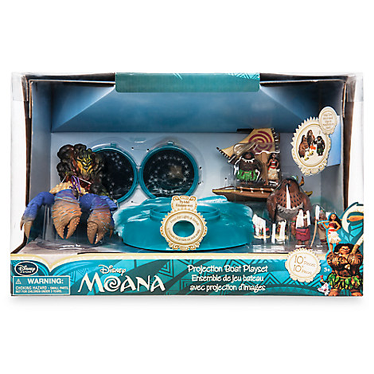美国迪士尼 海洋奇缘莫阿娜公主毛伊投影船发光儿童玩具摆件