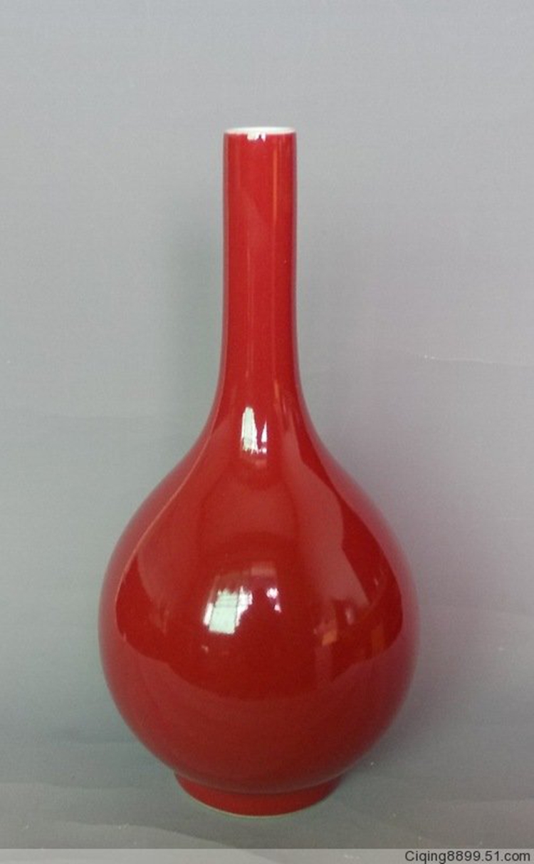景德镇陶瓷仿古高温颜色釉季红胆瓶装饰摆件瓷器工艺品