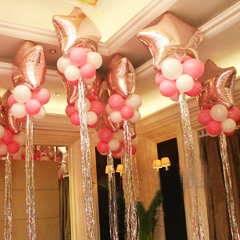 心形五角星气球雨丝飘流苏布置开业周年店庆节日活动装饰婚房生日